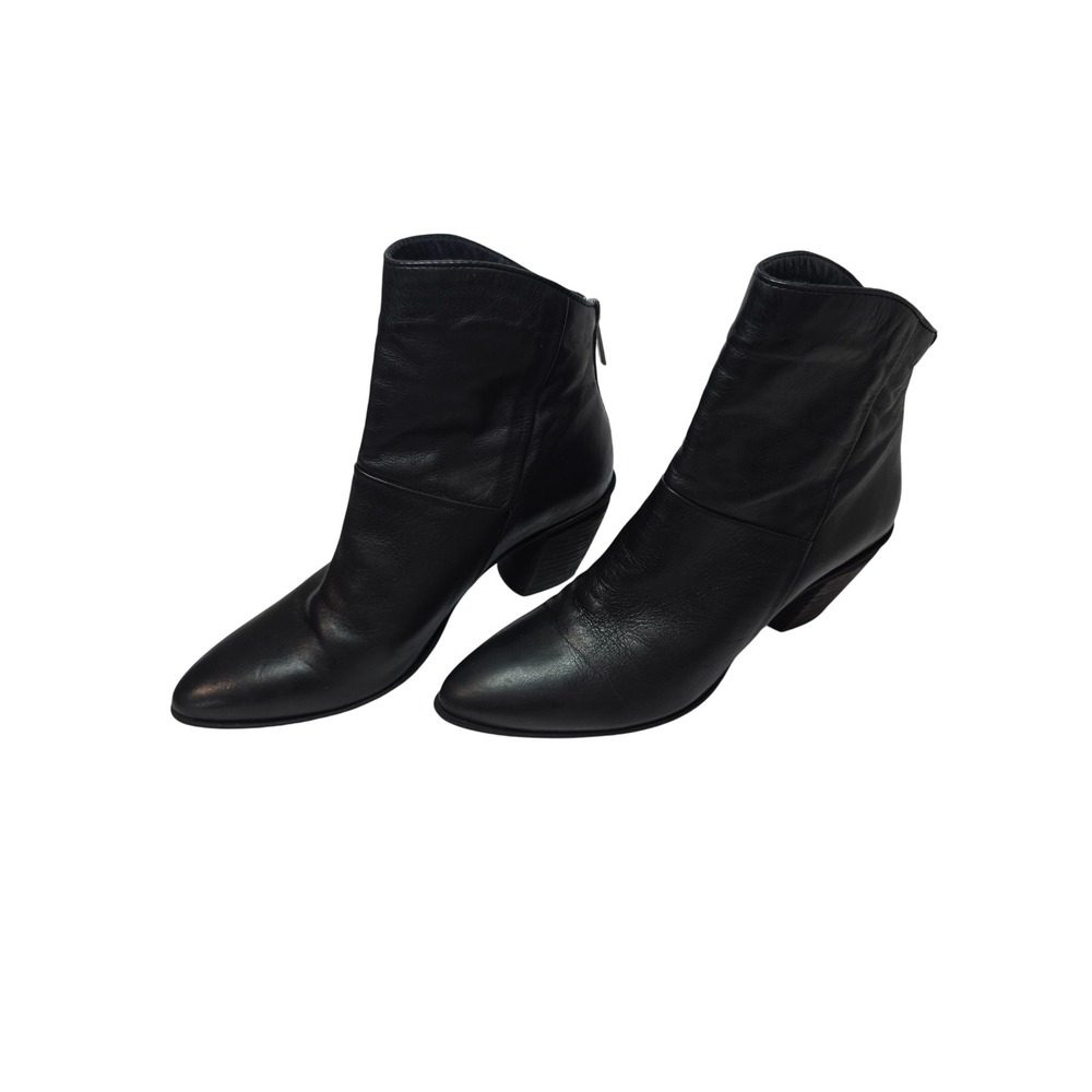 Miz Mooz Black Soft Leather PointedToe AnkleBoots Made in Portugal Size 39 Glam
